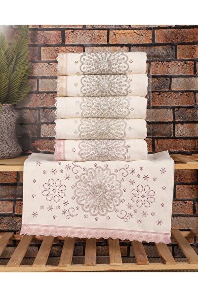 özyiğit 2 li Su Yolu Güpürlü Dantelli Çeyizlik  Hediyelik Kadife Havlu Takımı...