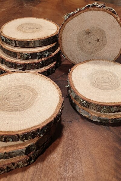 Kerem Sertaç Şekür 20'li Meşe Ağacından Ahşap Bardak Altlığı (7-8CM ÇAPLI)