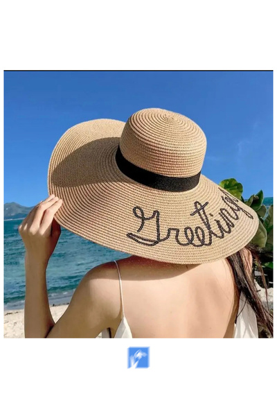 Kardelen Butik Denizli Pălărie de plajă cu floppy din paie scrisă pentru feme...