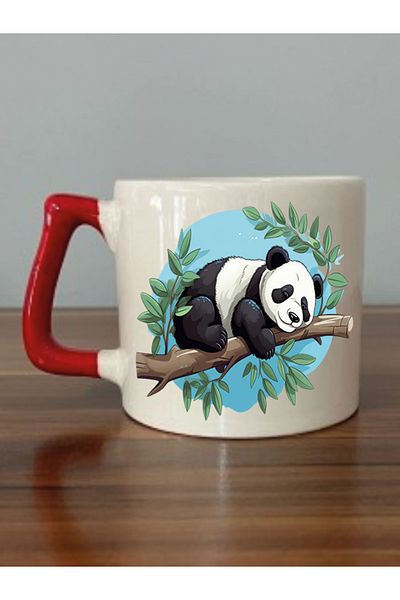 lili hediyelik Panda Printed Tree Mug Cup - Gift Ceramic Tea and Coffee Cup