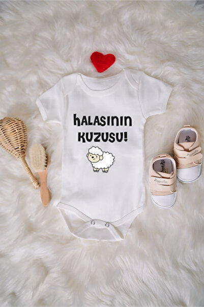 SPARKLY BABY ORGANİK %100 PAMUKLU HALASININ KUZUSU BASKILI Bebek Body Çıtçıtl...