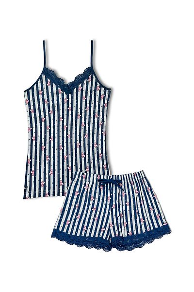 HNX Sur Lace Thin Strap Athlete Shorts Women's Pajama Set