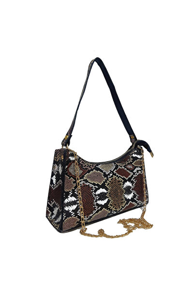 nugebag Leopar Desenli Timsah ve Yılan Derisi Desenli Kadın Baget&Omuz Çantas...