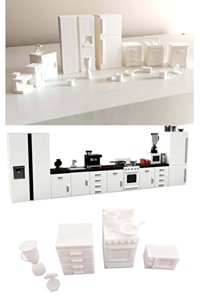 Nana Oyuncak Ev- Maket İçin 16 Parça Mutfak Eşya Seti (Beyaz)