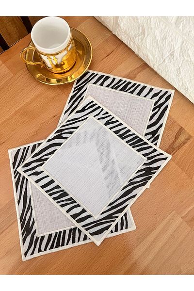 Nakışkonsept Set of 6 Zebra Patterned Cocktail Napkins