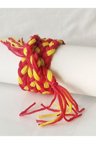 HANIMKIZ Fan Braid Bracelet Hair Band (Yellow Red Yellow Navy Blue Black White Red White)