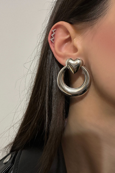 Okko Store Heart Ring Model Earrings