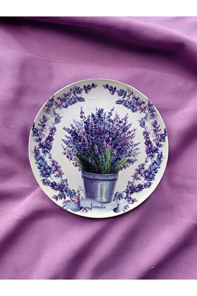 unique florya Lavanta Desenli Lila Duvar Tabağı Dekoratif Bahçe Balkon Mutfak...