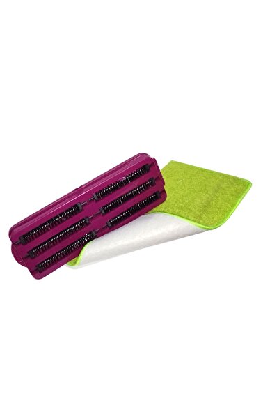 abnturk Kıskaçlı 6 Fırçalı Gırgır ile Mikrofiber Paspaslı Silme Mopu Metal Saplı Yer Duvar Fayans Silme Mopu