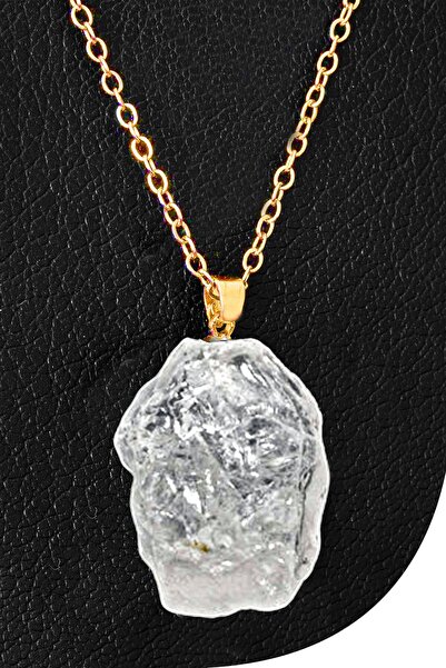 Tesbih Atölyesi Sertifikalı Ham İşlenmemiş Kristal Kuvars Taşı Kolye - 24k Al...