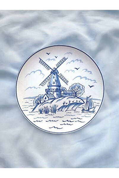 unique florya Değirme Desenli Duvar Tabağı Dekoratif Bahçe Balkon Mutfak Salo...