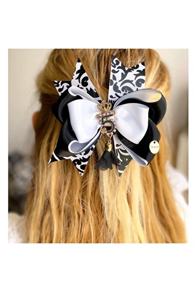 QUEEN AKSESUAR Design special de lux No5 alb-negru broșă cu clemă cu bijuterii