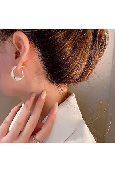 NeednStore Kadın İnci Kaplama 925 Ayar Gümüş Üzerine Altın Kaplamalı Küpe