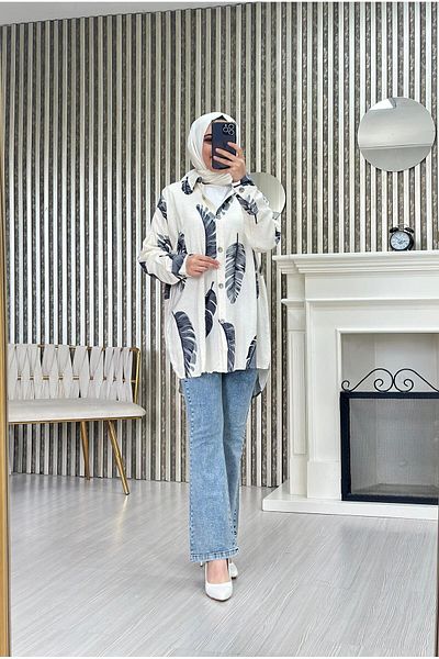 Moda Krash Cămașă oversize cu model