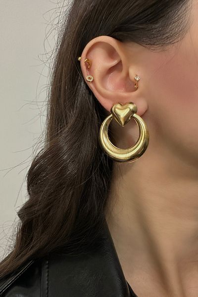 Okko Store Heart Ring Model Earrings