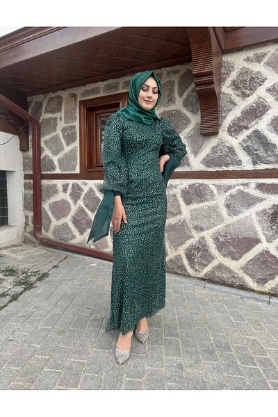 sümeyra Glittery Pinch Fabric Dress