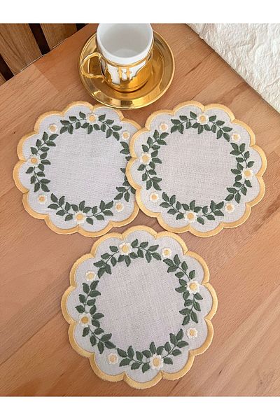 Nakışkonsept PAPATYA 6-Piece Napkin Set - Wreath Model Cocktail