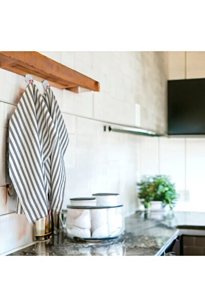 Sister Home Design Light Blue Striped Linen - Decorative Kitchen Cloth and Towel