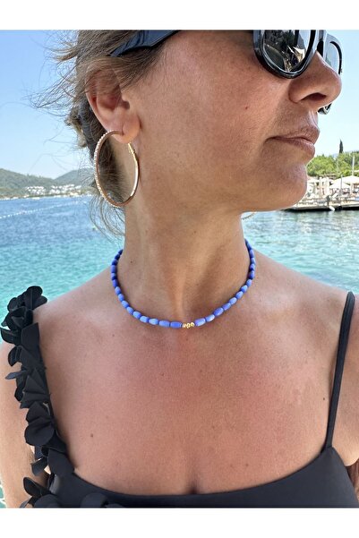 byebruketenci Sedef Arpa Mor Eflatun Kolye Altın Kaplama