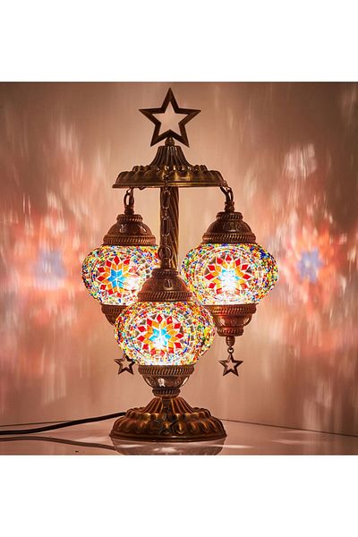 Demmex 3-Piece Turkish Moroccan Mosaic Desktop Decor - G-Price Compatible with Authentic Grand Bazaar Gulf Countries