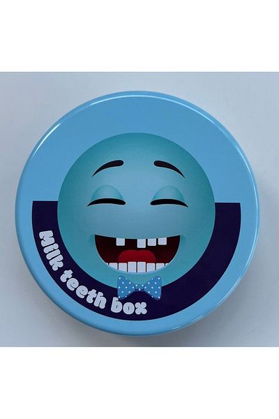 Hdg Children's Milk Tooth Storage Box Metal - With Tweezers And Special Tooth Compartment - 12 Cm Diameter