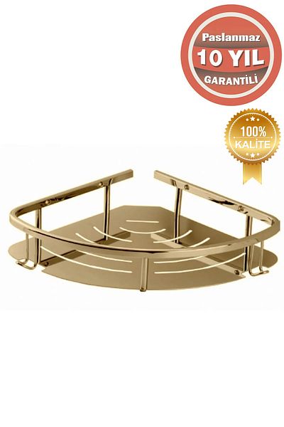 ÇELİK BANYO 19x19 Cm Brass Marin - Suport pentru șampon, Suport pentru burete din inox, Aur Aur