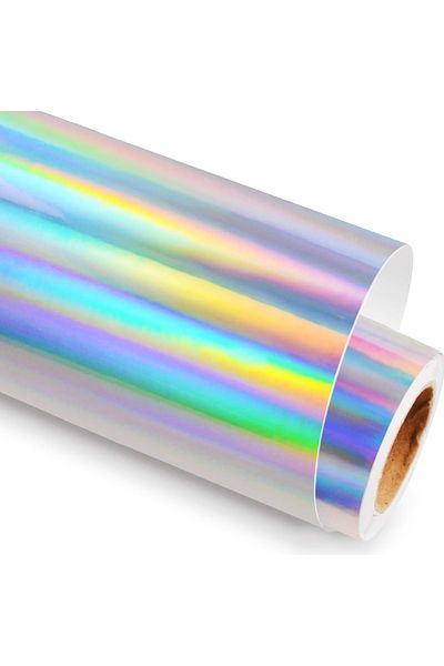 WİOX Rainbow Hologram Foil - 160 Micron Silver, 30cm X 152cm Size