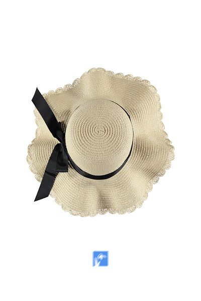 Kardelen Butik Denizli Luxury Straw Women's Beach Hat - 56-58 cm
