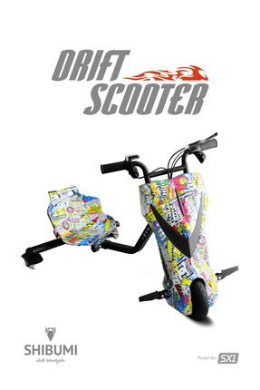 SHIBUMI Elektrikli Drift Scooter 350 Watt 3 Tekerlekli Kaykay Siyah