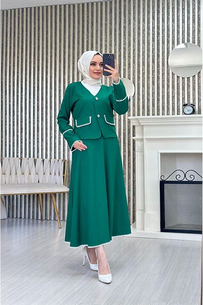 Moda Krash Double Skirt Embroidery Detailed Suit