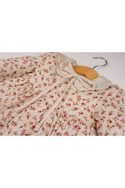 Globaby Natural Lace Floral Patterned Lined Girl's Dress