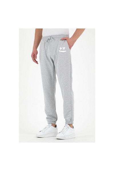 blackjack giyim Unisex Bad Smile Printed Light Grey Jogger