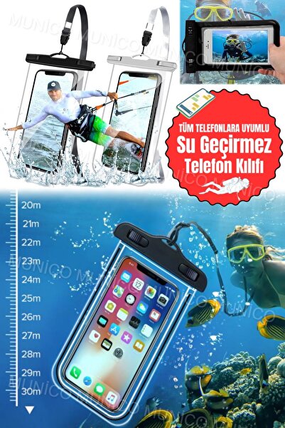 Munico Su Geçirmez Telefon Kılıfı İphone Evrensel Dalış Yüzme Kılıfı Kuru Çan...