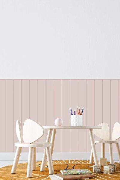 DECOMALL Απαλό Ροζ Πάνελ με Λεπτές Γραμμές - Διακοσμητικό Φύλλο με Σχέδιο Ριγών