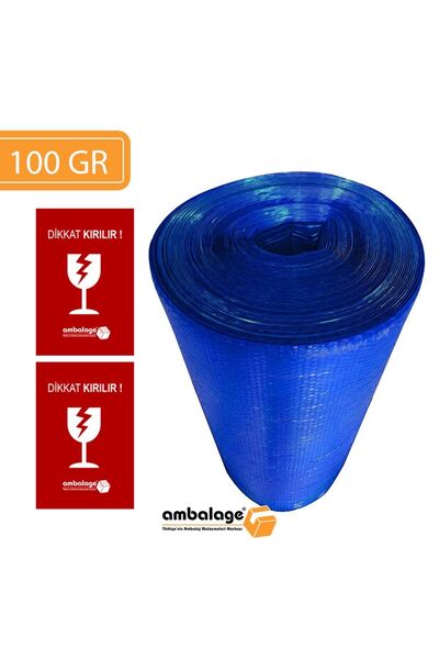 Ambalage 100 Cm X 20 Metre 110 gr Üç Kat Mavi Balonlu Naylon 5 Adet Kırılır E...