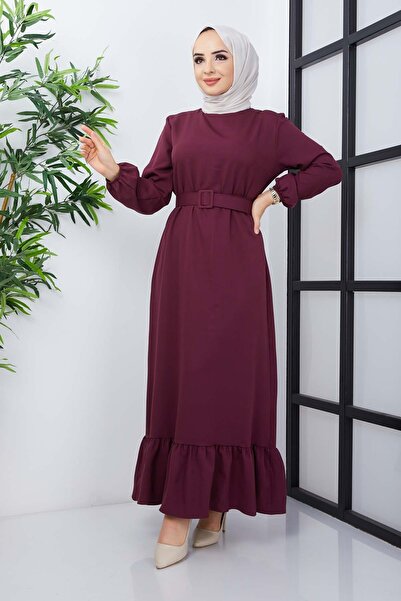 marwella Gülce Krep Elbise - Mürdüm