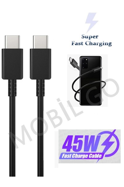 MOBİL GO Samsung Uyumlu 45W Hızlı Şarj Kablosu S22 Ultra S22 Plus S22 S22fe Çift Taraf Type-c