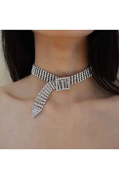 Estilo Lingerie Kristal Taşlı Kemer Choker Kolye Tasarım Su Yolu Kolye Taşlı ...