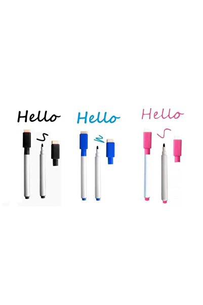 Sezginer Reklam Ajans Mıknatıslı Silgili Akıllı Tahta Kalemi 3 Adet (PEMBE-Sİ...