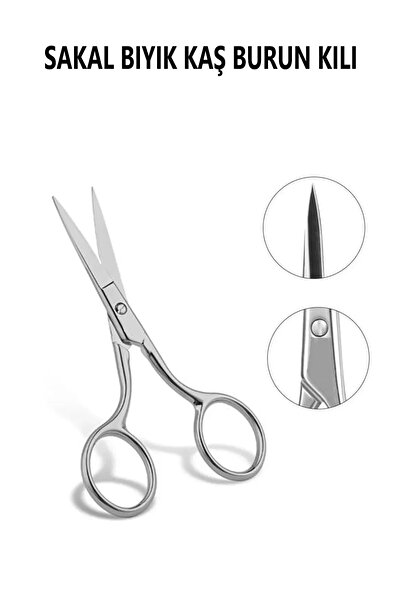 Genel Markalar Sakal Bıyık Kaş Burun Kılı Kesme Makası Çok Amaçlı Kullanılabi...
