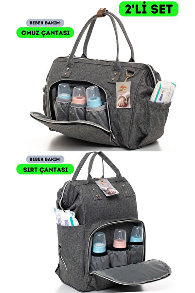 sahra bebek 2’li Bebek Bakım Çantası Seti(OMUZ-EL ÇANTASI-SIRT ÇANTASI)