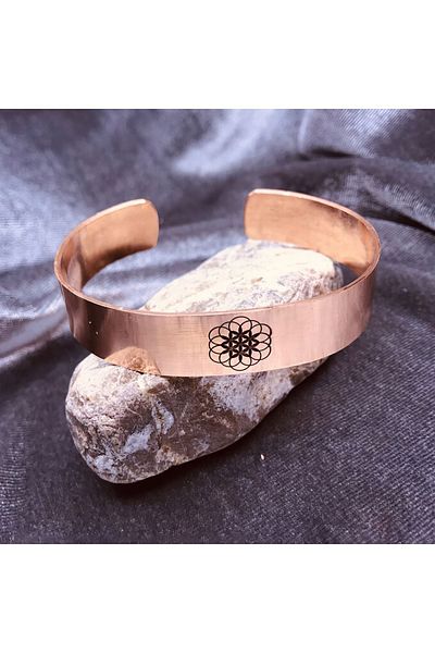 ajda's Symbolic Flower of Life Patterned Pure Copper Bracelet