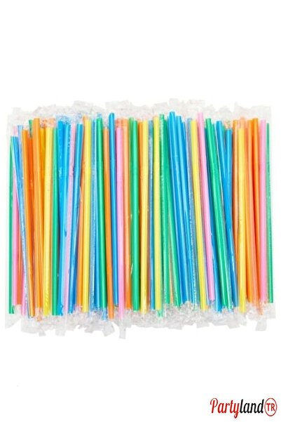 PartylandTR 25 Adet Ambalajlı Körüklü Pipet Karışık Renklerde