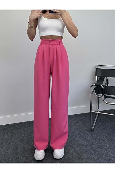 Avakado Kadın Yüksek Bel Pileli Palazzo Pantalon