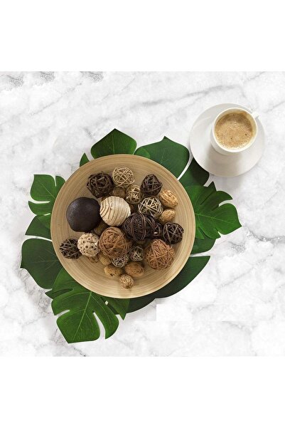 New Bliss Decor Studio 12'li Yapay Palmiye Monstera Deve Tabanı Servis Altı Y...