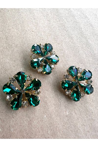 ODDA TASARIM ATÖLYESİ Emerald green crystal 3 pcs button set