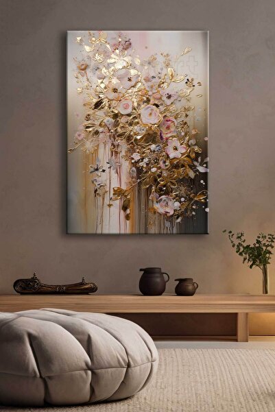 Voovart Dekoratif Soyut Çiçekler Kanvas Tablo - EC1014