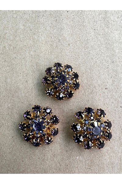 ODDA TASARIM ATÖLYESİ Triple button with purple crystal stones