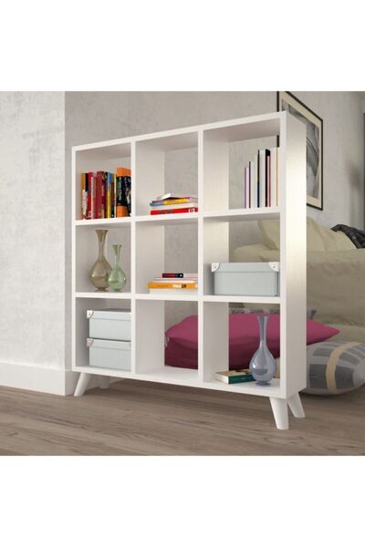 EraHome Beyaz 9 Bölmeli Ayaklı Kitaplık