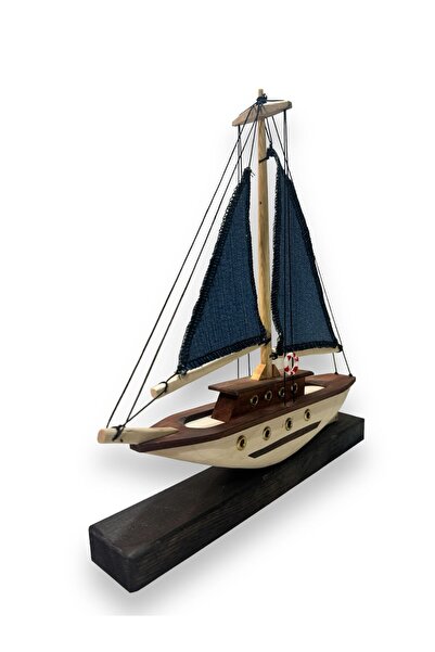CEren WOODEN El Yapımı Yelkenli  Kayık Dekoratif Obje